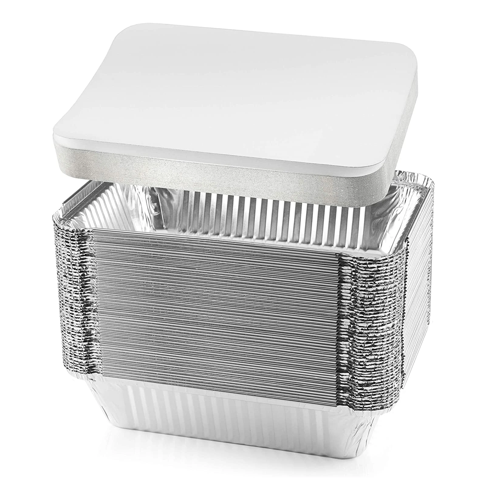 100 X Food Takeaway Trays Lids 158mmx93mm Baking 10pce] Home Master Aluminium Large Foil Tray