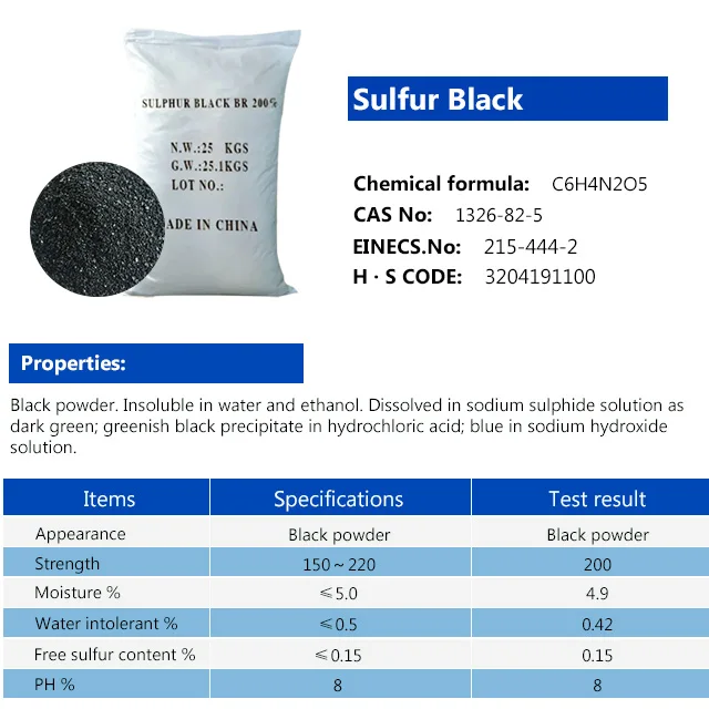 Low Price Sulphur Black  Br 200 Cas 1326-82-5 Sulfur Black for Textile Dyes