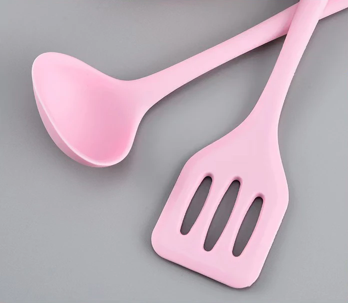 Silicone Cooking Utensils Kitchen Utensil Set Tools Turner Tongs Spatula Spoon Silicone Spatula Set With Rose Gold Handle