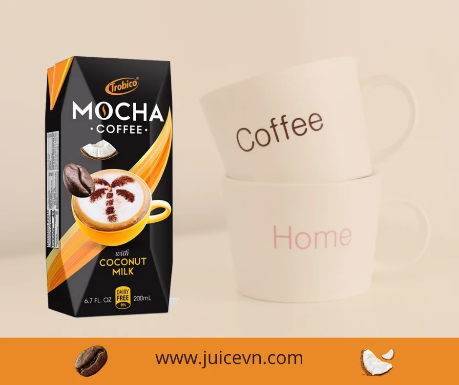 
OEM Manufacturer from Vietnam packed in 200ml Paper box Coconut Milk with Mocha Coffee 