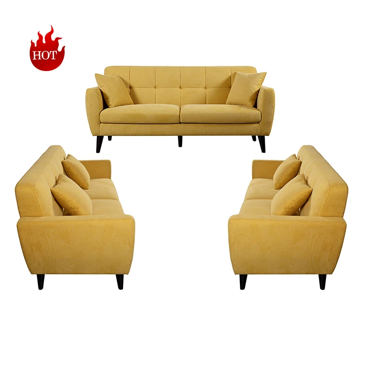 yellow 3 seater upolstery european style couch sets chinese furniture modern fabric living room sofa