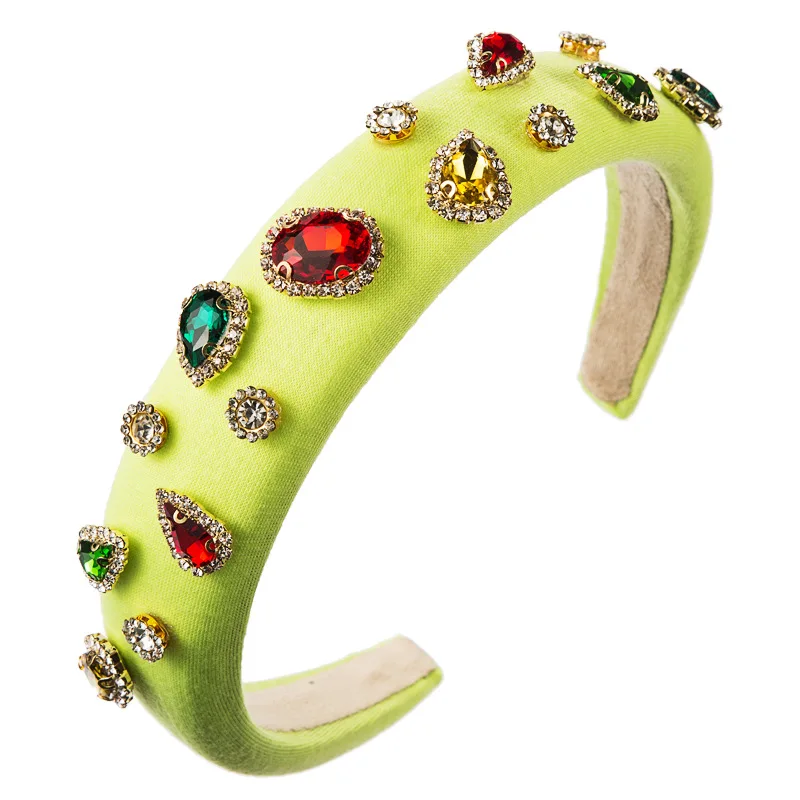  Hot Sale luxury shiny padded diamond Colorful baroque crystal headbands hairbands for