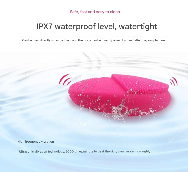 Mini Electric Silicone Face Cleaning Brush Spa Ultrasonic Face Scrubber Massager Sonic Vibrating Facial Cleansing Brush