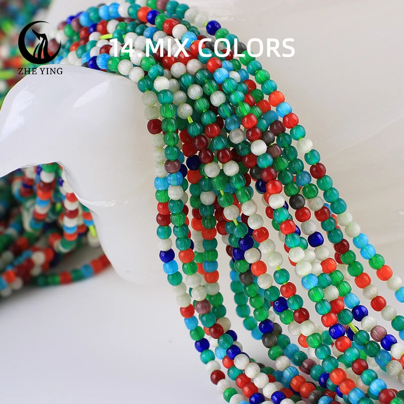 Zhe Ying Wholesale 2mm cats eye round hydro beads 14 colors chinese Loose Mona Lisa opal crystal beads for jewelry making