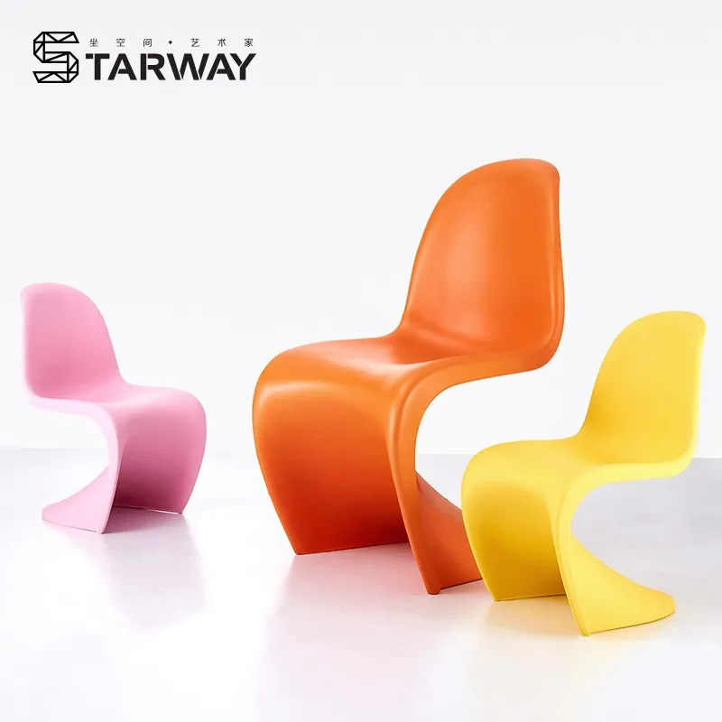 Wholesale Stackable Plastic Armless Dining Chair Modern Design Famous Designers S-shaped Creative Plastic Dining Chair