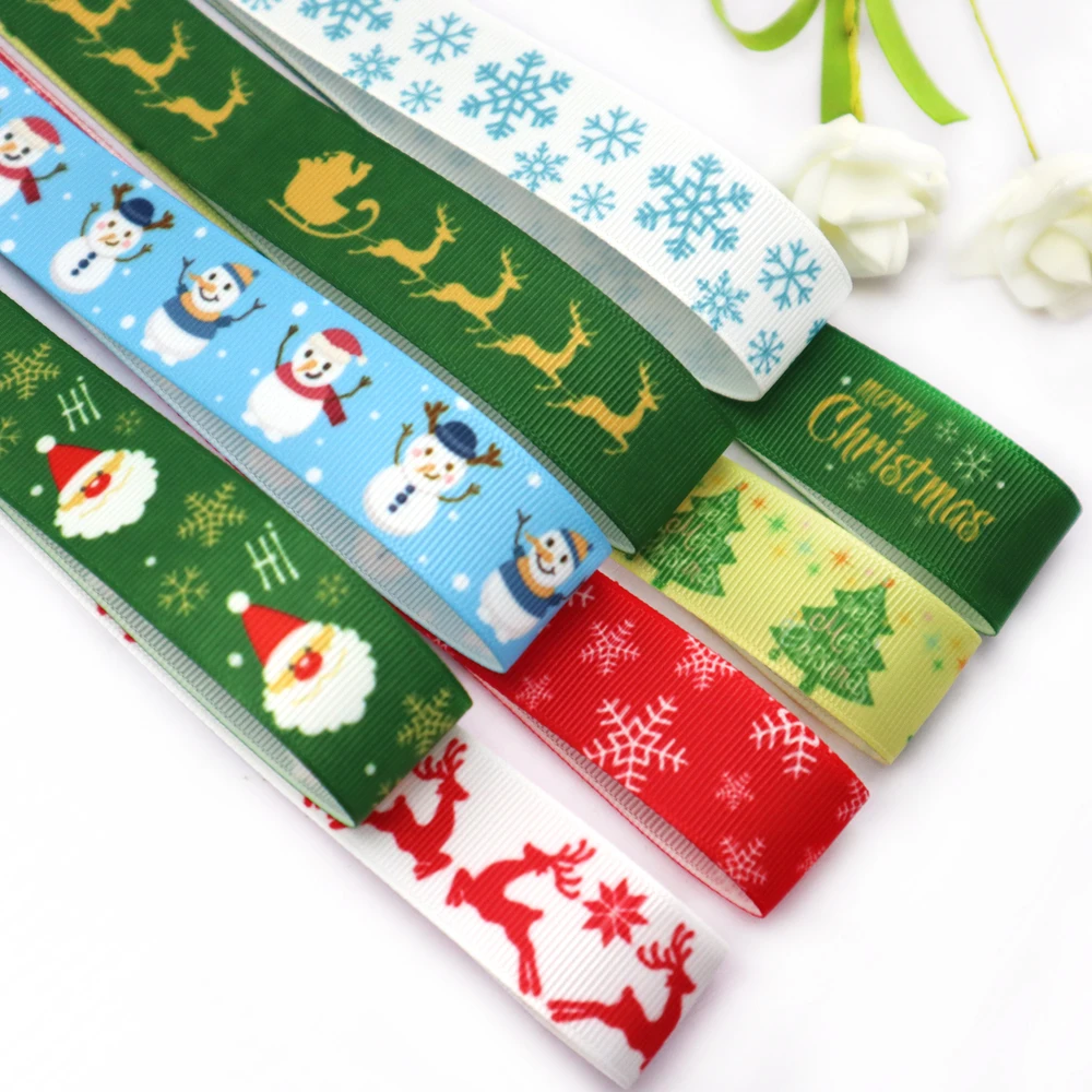 wholesale christmas ribbon snowman deer snowflake christmas decoration ribbon