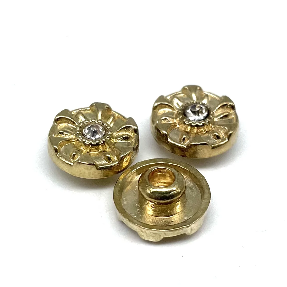 Wholesale new logo with diamond  jeans button gold plating color rivet button for clothing