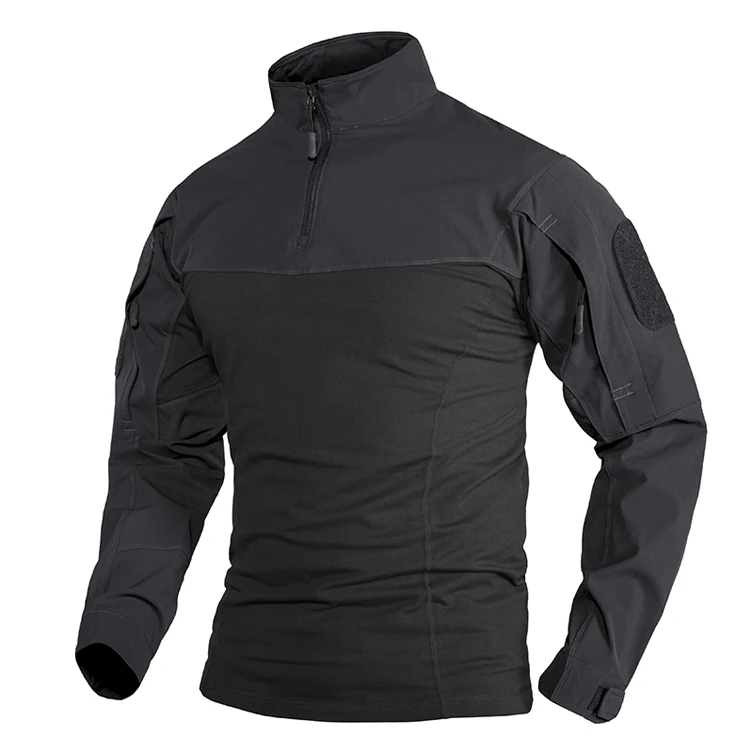 Manufacturers for Customs Clothes Mens Long Sleeve Crew-Neck Tactical T-shirts, Elastic Ripstop Hunting Combat Tops Nylon Tees