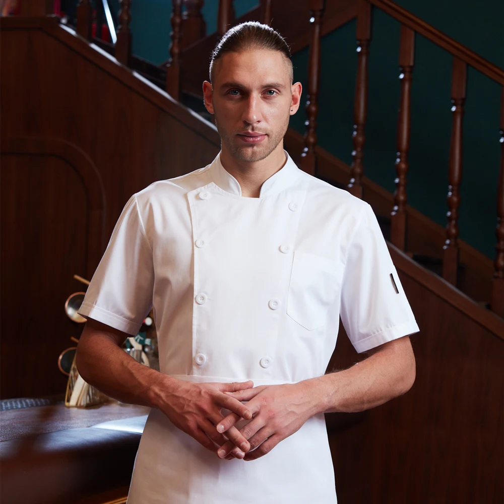 2025 Short Sleeve Chef Uniform Custom Chef Jackets Uniformes De Mucamas De Hotel Jiangsu Hotel Supplies
