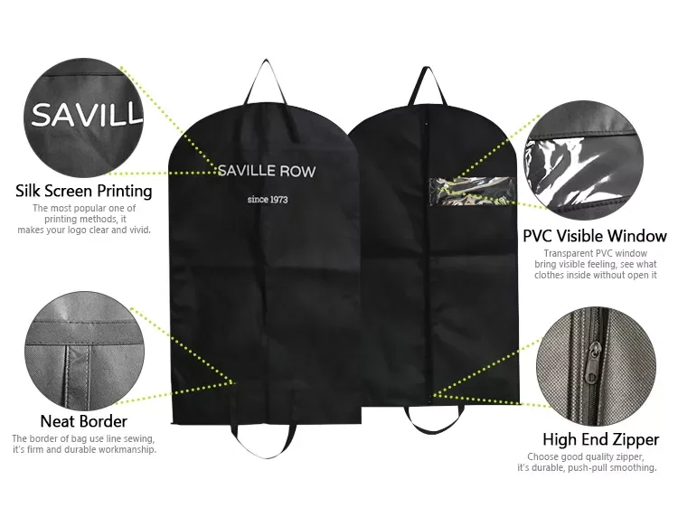 Custom Luxury Cloth Dustproof Cover Bag, Non Woven Garment Bag For Wedding Dress, Suit Dresses Garment Dustproof Cover Bag
