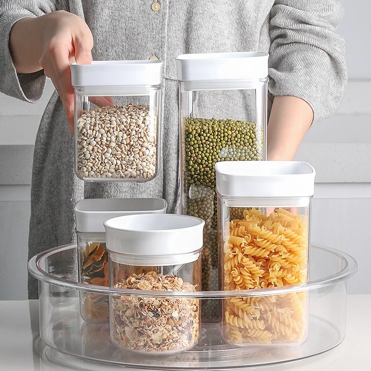 Customized Multi-use Plastic Kitchen Spice Grain Storage Organizer Round Rotating Turntable Lazy Susan