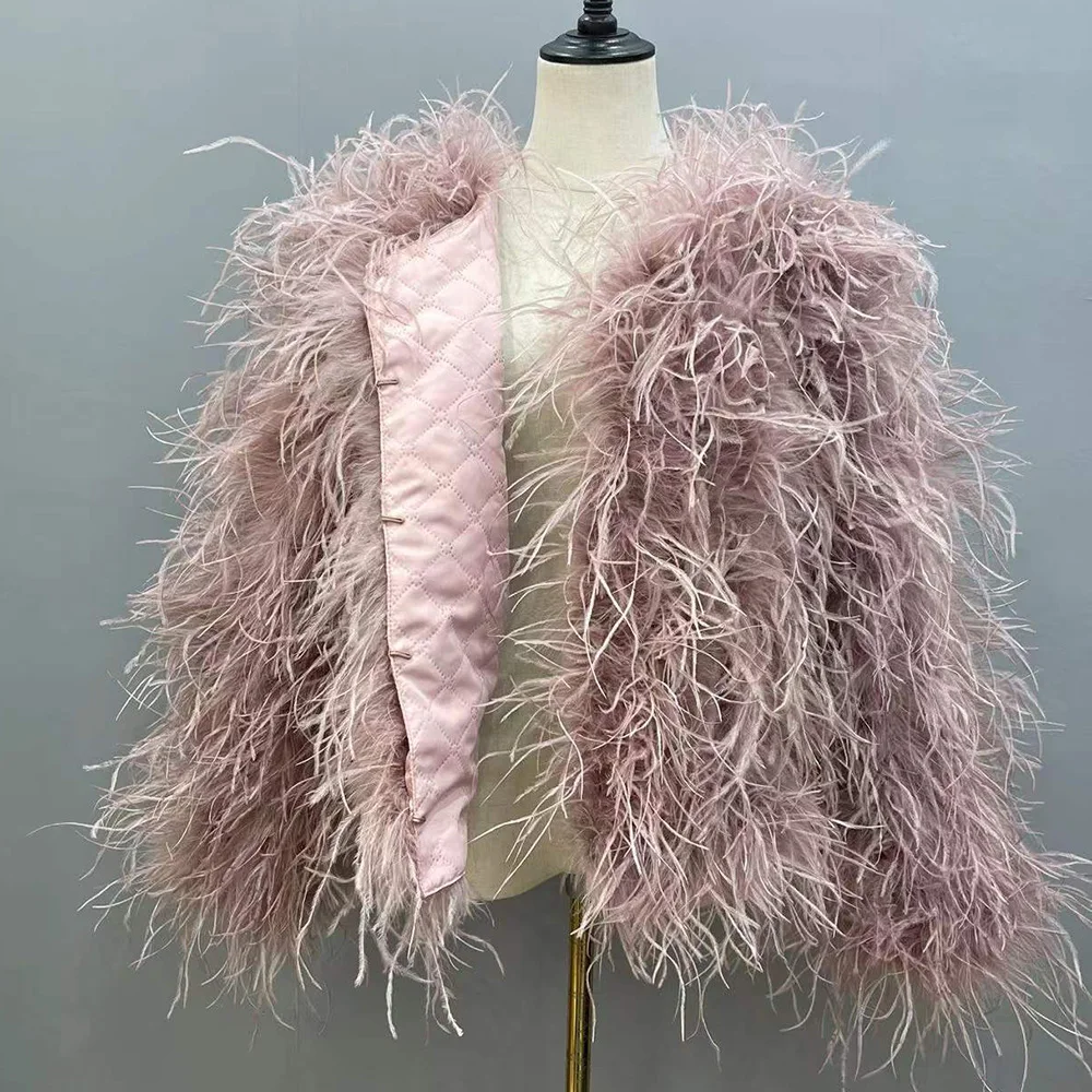 Factory Direct 2023 New Fashion Winter Real Ostrich Feather Fur Coat Fur Jacket for Women