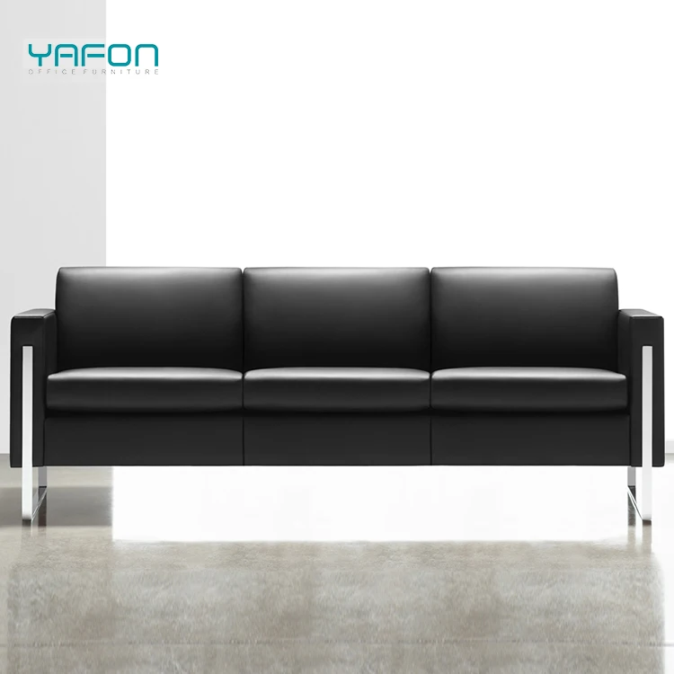Современная мебель для офиса черного цвета для офиса диван 3 местный Кожаный Секционные офис диван