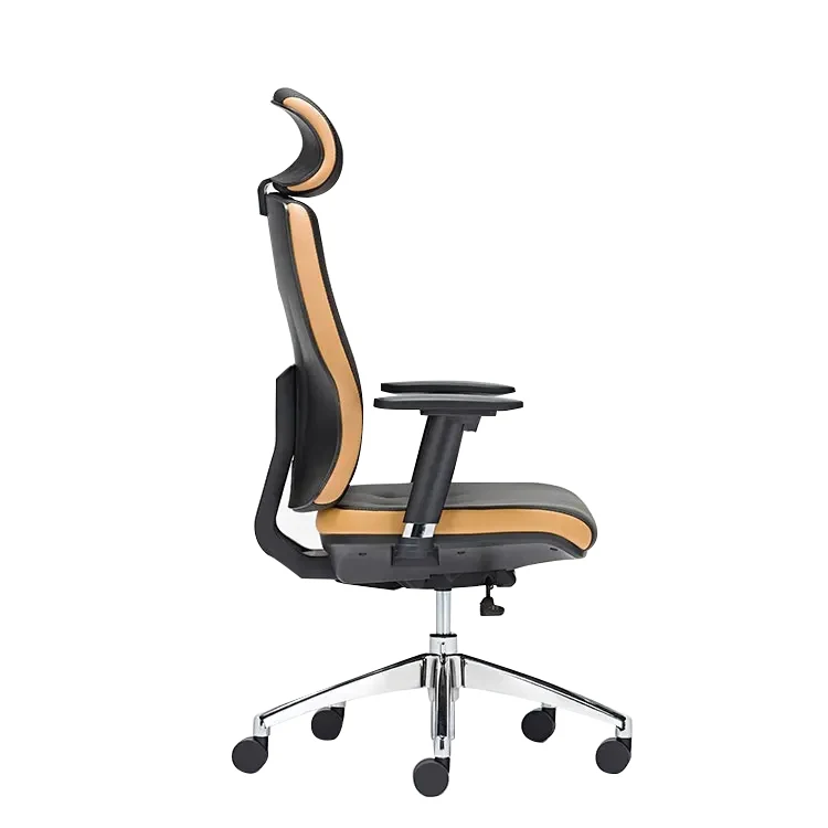 High Back Guest Armrest Swivel Ergonomic Adjustable Pu Offical Leather Office Chair