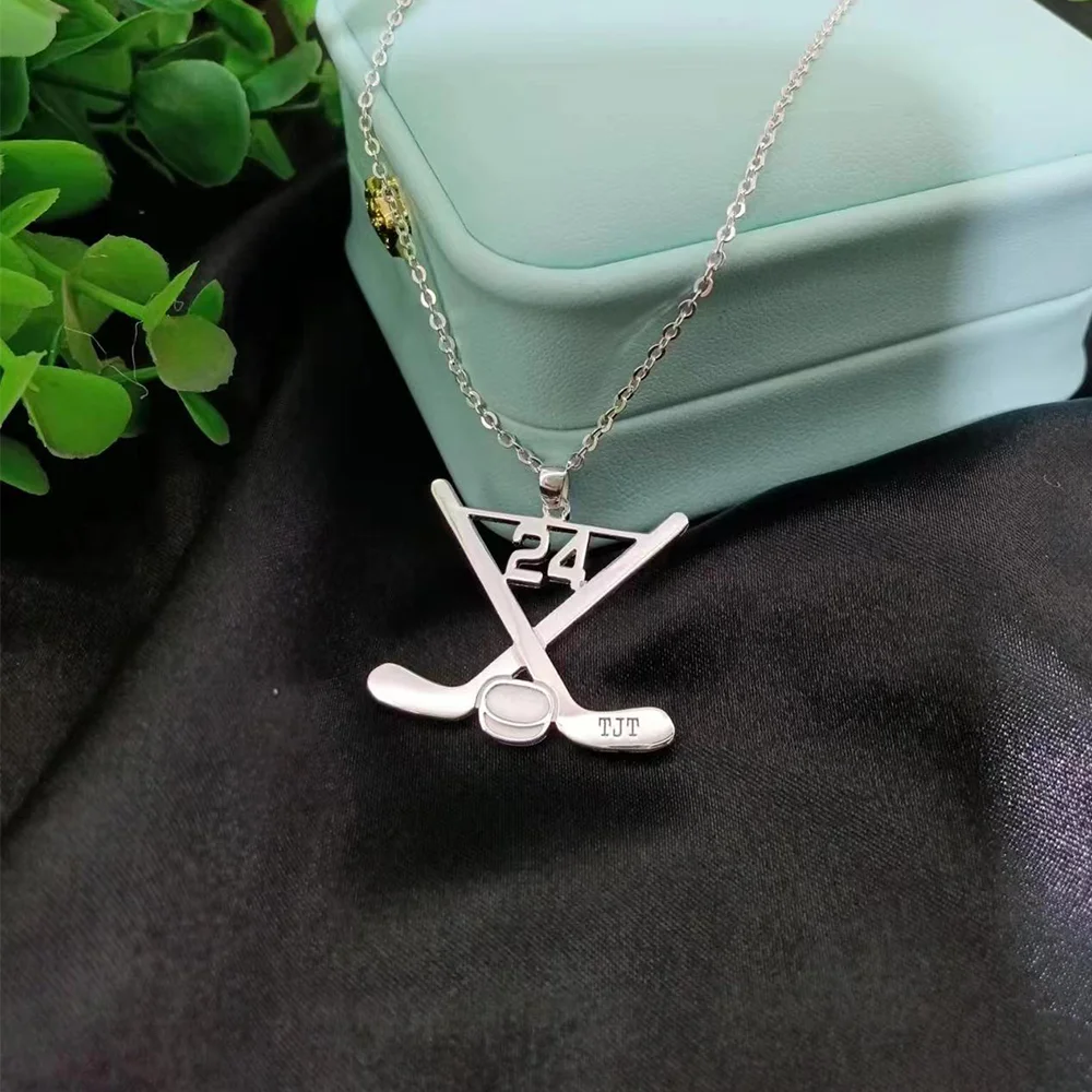 2023 Hot Fashion Gold Plated Hockey Stick Charm Pendant Plated 18K 925 sterling silver custom name necklace