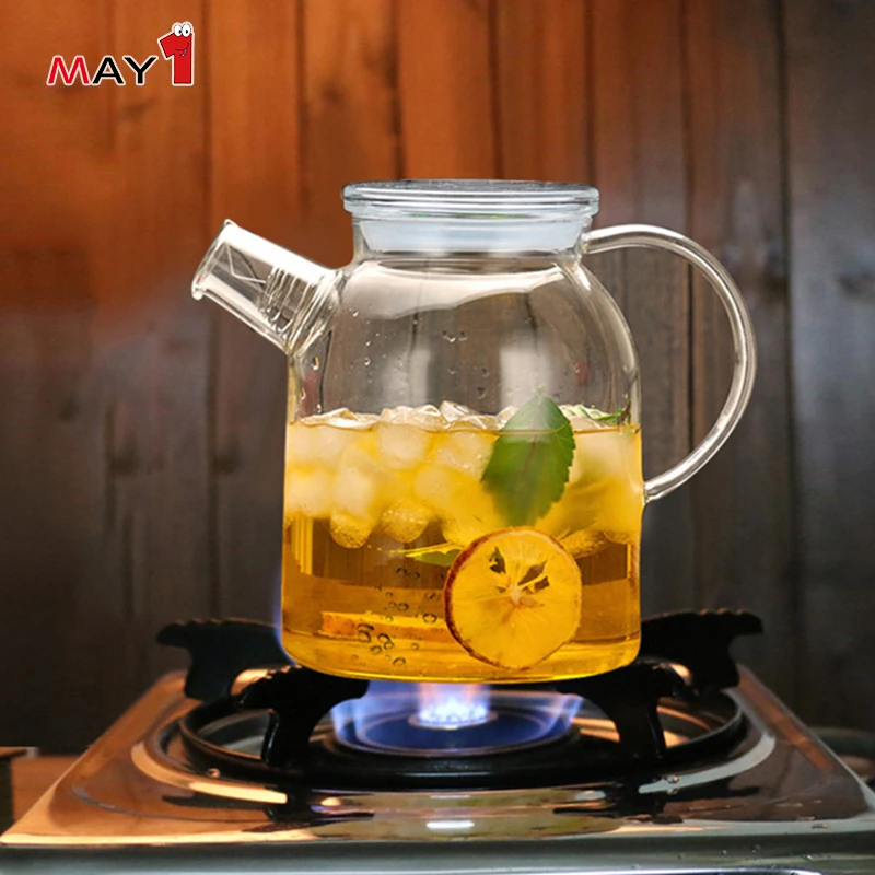 China Wholesale Custom Logo Borosilicate Glass Water Stainless Steel Lid Jug