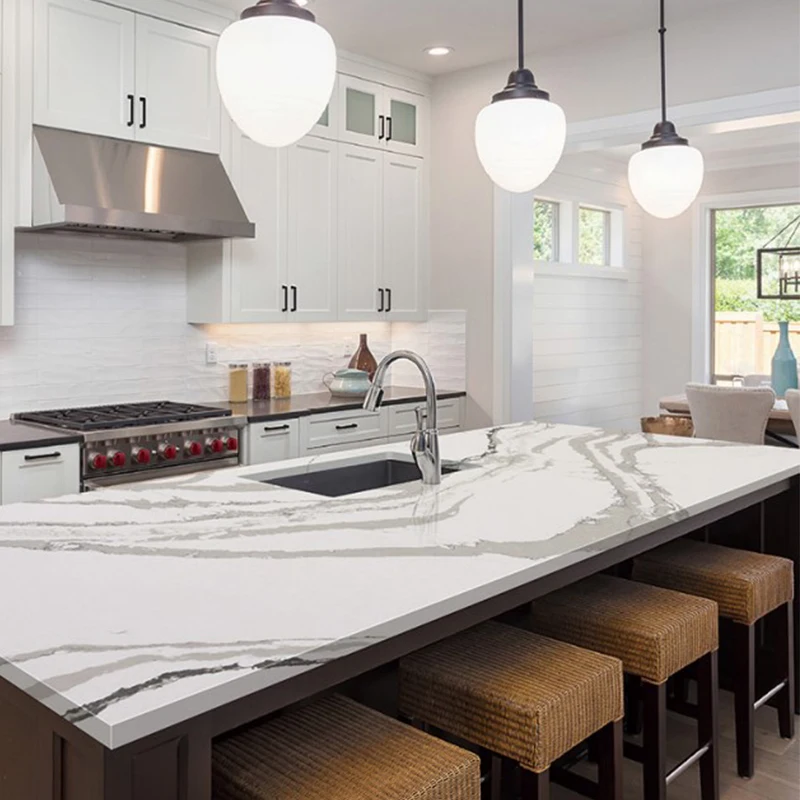 china factory solid surface bathroom countertops fantasy calacatta gold vein artificial quartz countertops