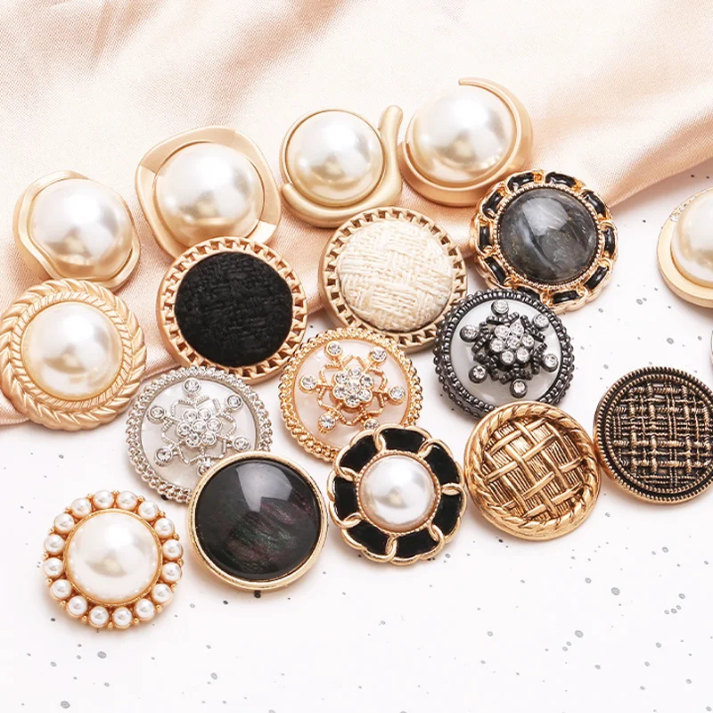High Quality Gold Pearl Metal Buttons for Garment Clothing Accessories Fit Sewing Garment DIY Decoration Sewing Button
