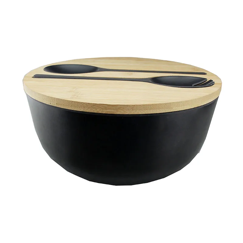 large round serving mixing painted color lacquer corn starch bamboo fiber rice soup fruit salad bowl bowls set with lid