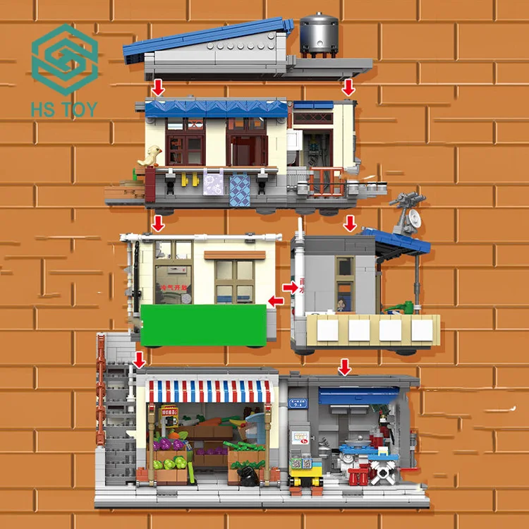HS 3090PCS Creative MOC City Architecture Building Blocks House Bricks Educational Building Toys For Kid
