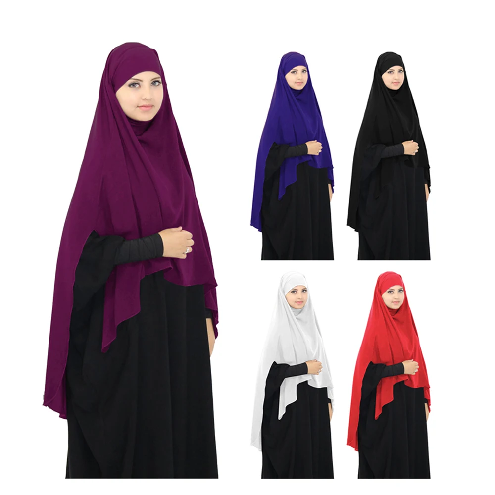 Hot Sale New Design Islamic Prayer Clothing Black Navy Purple Khimar Hijab Niqab Muslim Hijabs