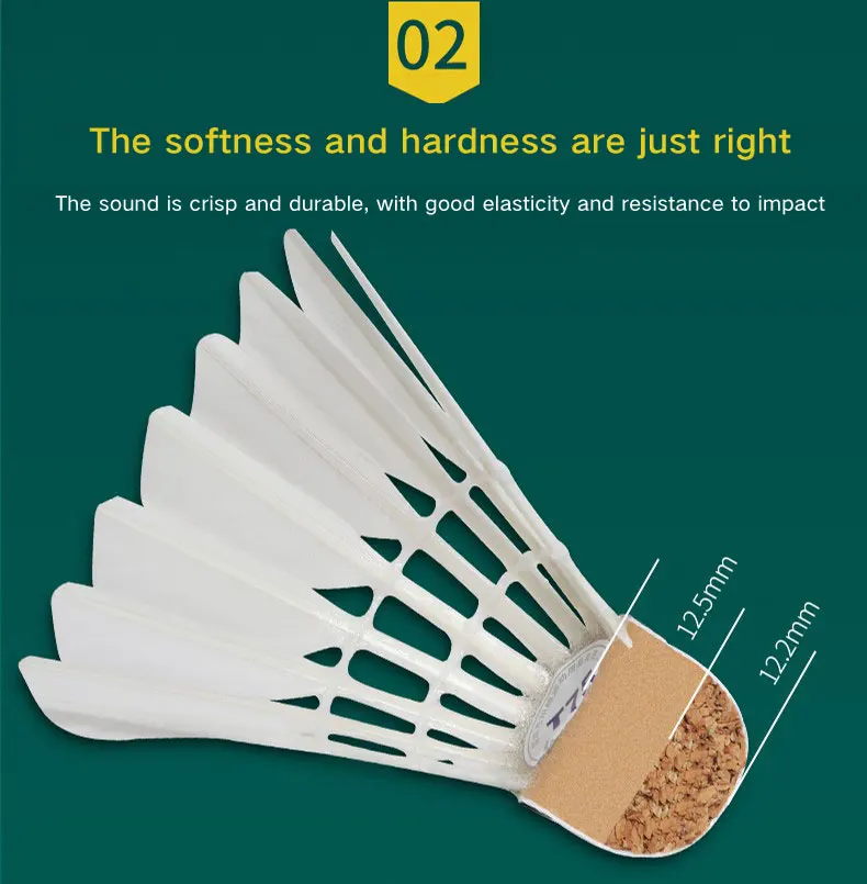 Nature Duck Feather kawasaki Hybrid Shuttlecock with 2 Layer Fiber Cork Stable Durable Badminton Shuttlecock Duck Feather