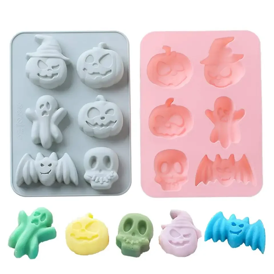 Halloween Eco-Friendly Silicone Mold Chocolate Candy Gummy Jelly Ice Cube Melting Cookie Soap Crafting Various Halloween Shapes