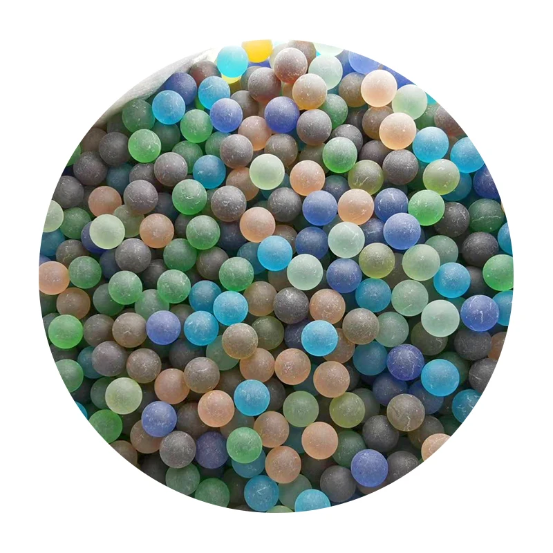 Custom Frosted Colored Glass Marbles Clear colored solid crystal glass balls