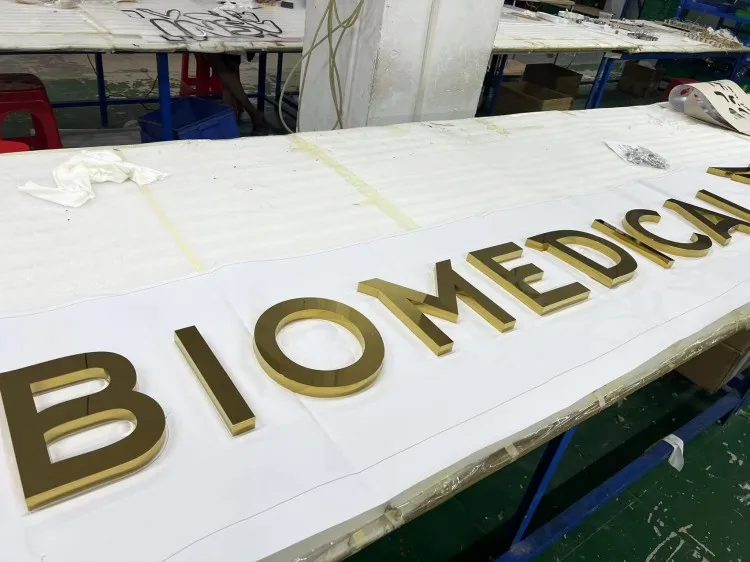 Custom Shop Front Gold Stainless Steel Letters Signage Sign Shop Outdoor Metal Letters 3D Wall Logo