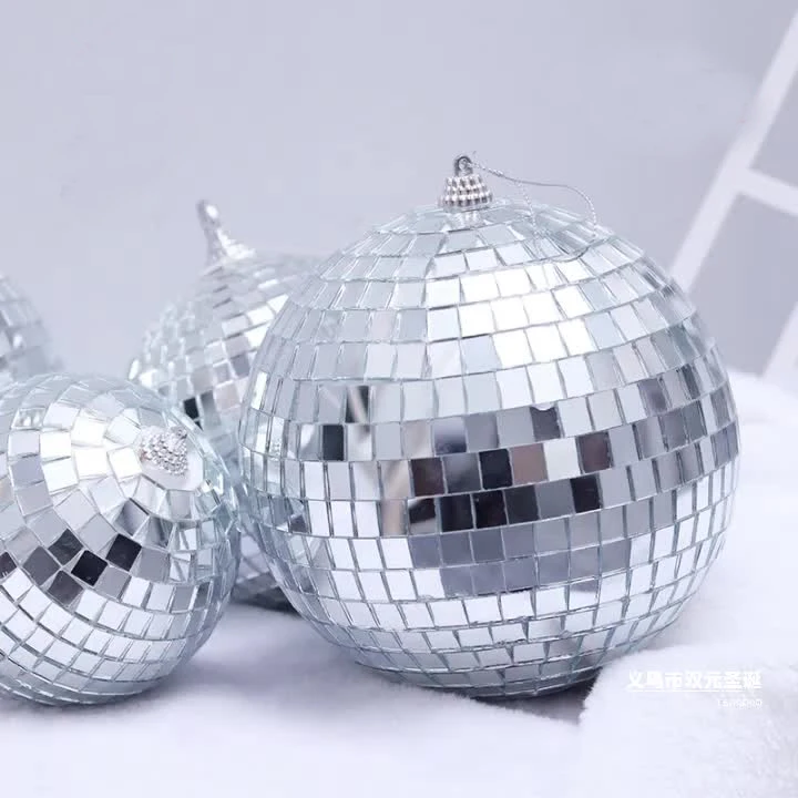 Christmas tree Decorations Laser Mirror Ball ornament white Ornaments christmas balls giant with hook