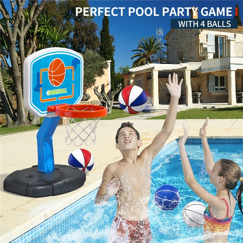 Swimming Pool Basketball Hoop Portable Outdoor Basketball Hoop for Pool with Balls Toys Game for Boys and Girls Summer Toys Gift