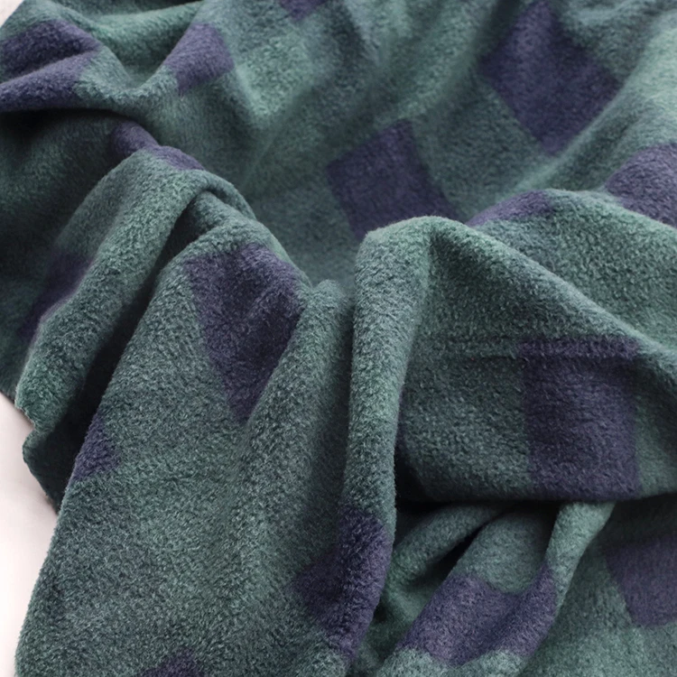 Custom printed 100% Polyester 180gsm checked plaid polar fleece fabric for shirts