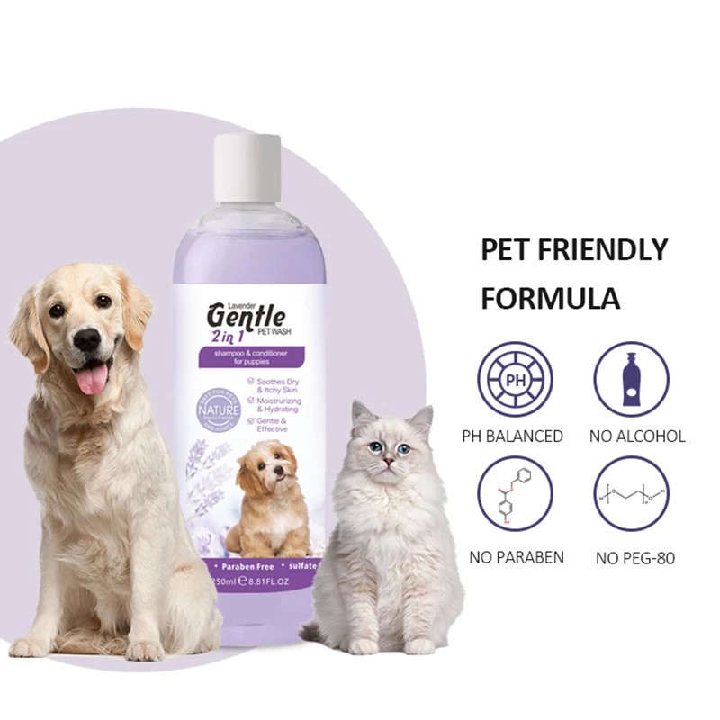 500ml Natural Organic Relieving Dry Itchy Skin Pet Cat Dog Cleaning Grooming 2 in1 Shampoo And Conditioner