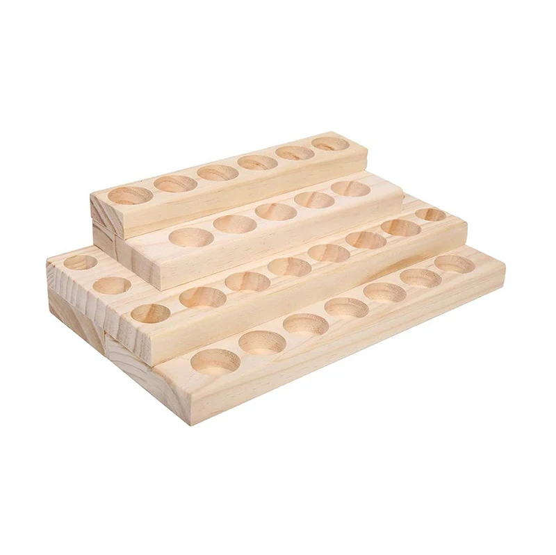 Holds up to 30 Aromatherapy Bottles Wooden Essential Oil Display Storage Organizer Holder Stand 30 Slots Natural Hard Pine