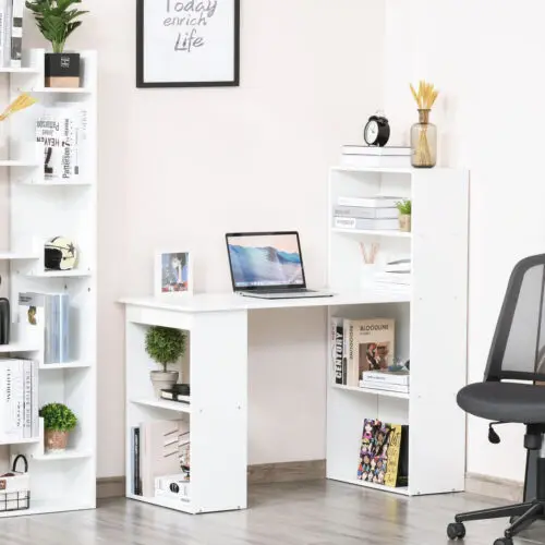 120cm Computer Desk PC Table Workstation w/ 3 Shelf & Drawers White