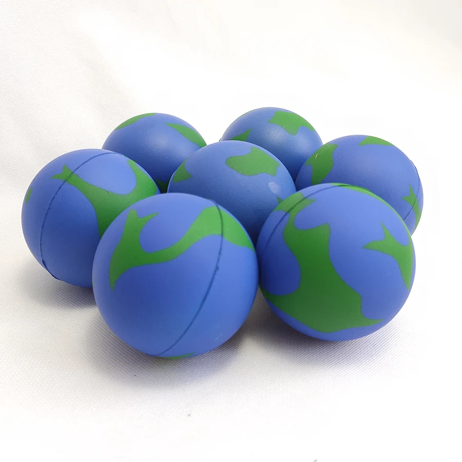Top grade best sell wholesale PU soft foam stress ball globe blue color stress ball