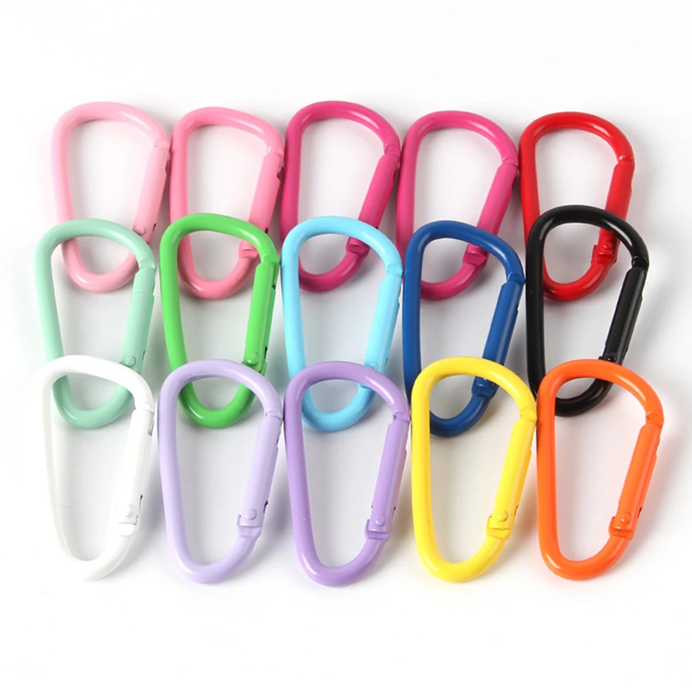 Customized D-ring aluminum alloy carabiner painted multifunctional candy color keychain  promotional keychains carabiners