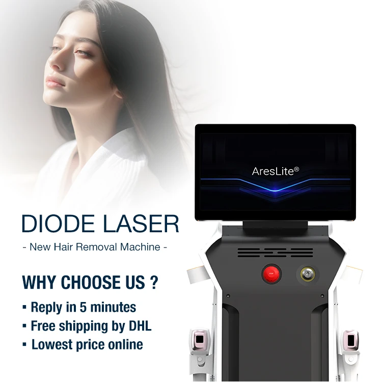 AresLite 200 Million Shots Permanent Hair Removal 2 Handle Painless 808Nm Hair Removal Machine Diode Laser 755 808 1064