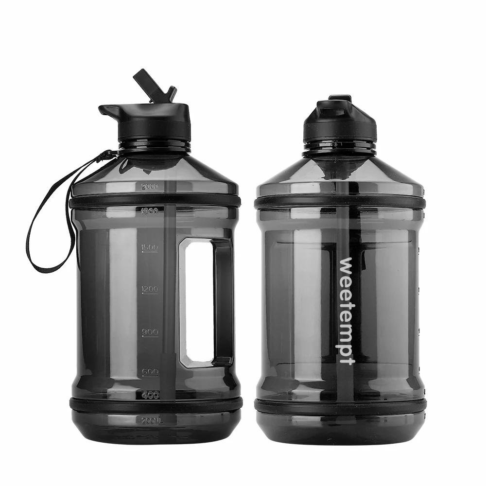 Sports Water Bottles Water Jugs with Motivational Time Marker and Neoprene Sleeves Patented Product Custom Half Gallon 64oz 2.2L