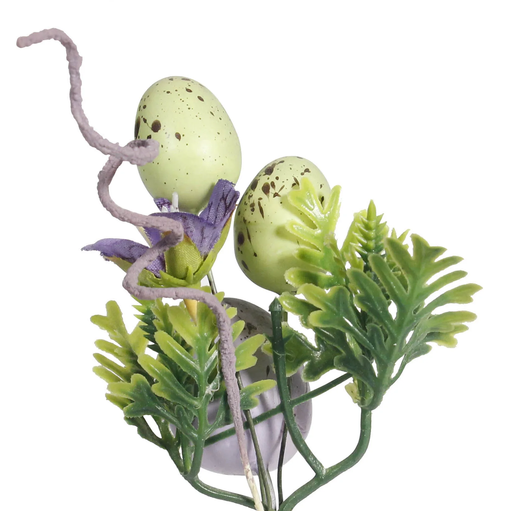 Easter Artificial Bouquet Branches Realistic Fern Leaf Tree Twig with Easter Colorful Eggs DIY Flower Arrangement