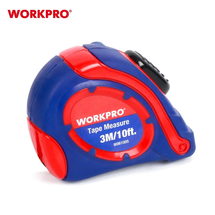 WORKPRO 3M(10FT) Metric Dual G-Series Steel Blade  Plastic Measuring Tape ABS Rubber Case Thump Button Tape Measures