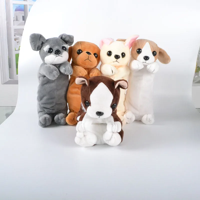 Plush simulation stereo puppy dog large capacity pencil case stationery bag student stationery children gift
