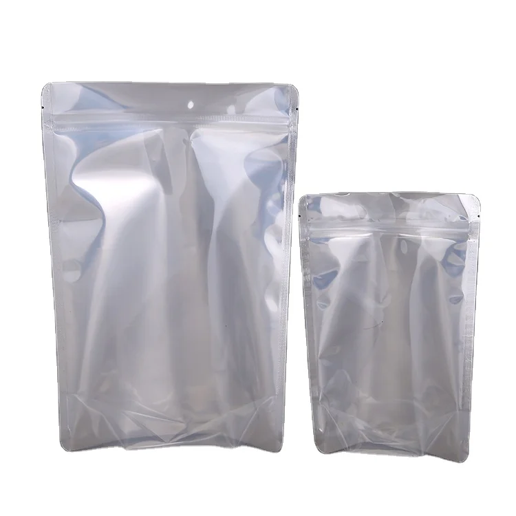 reusable food storage bags plastic single side transparent stand up sauce pouch aluminum foil ziplock bag sealable leakproof