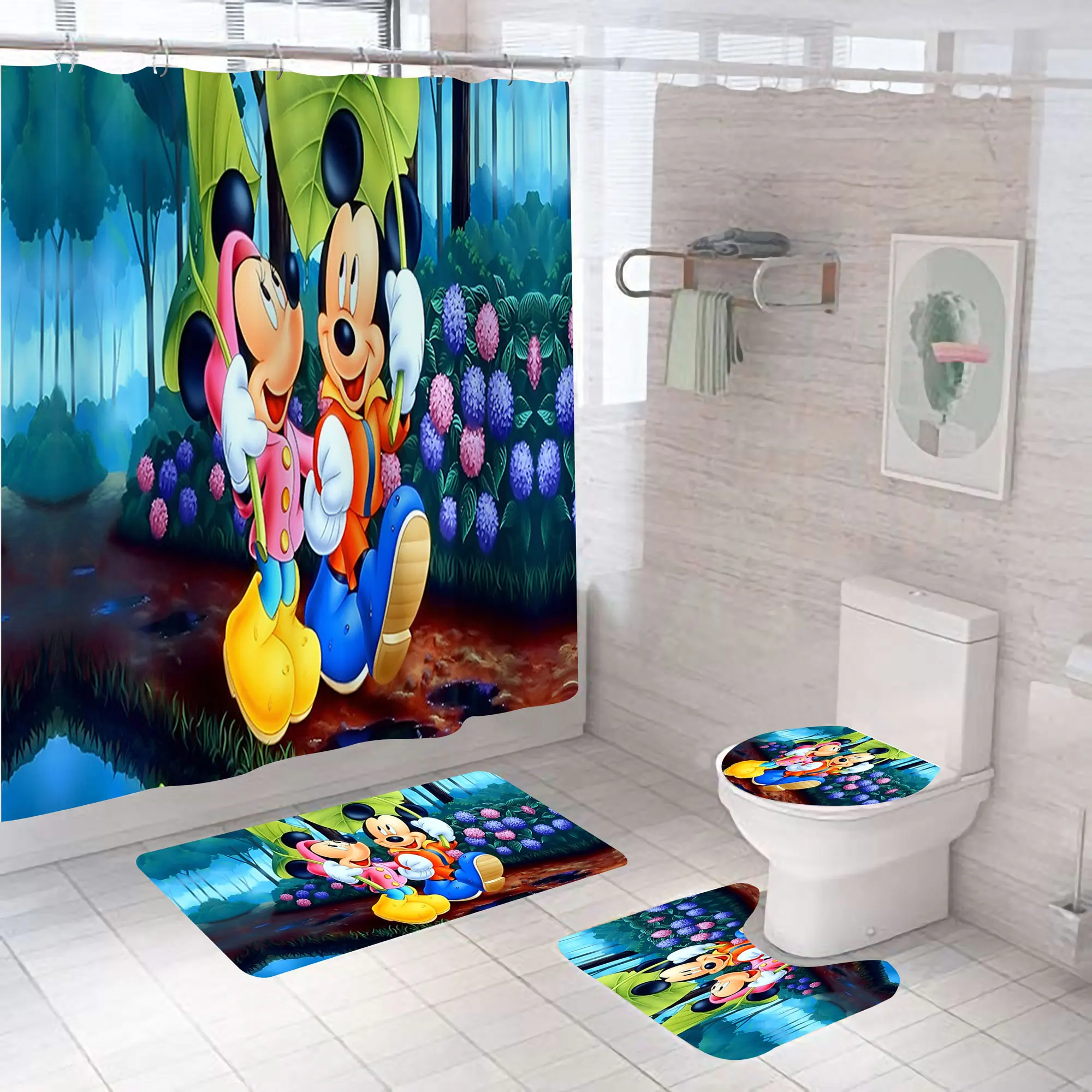 Fall Autumn Maple Leaves Truck Bath Curtain Thanksgiving Harvest Farmhouse Shower Curtain Set Bathroom Decor with HooK