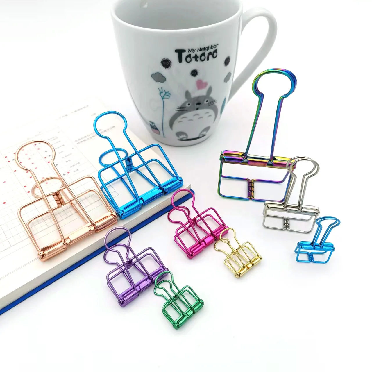Colorful Metal Clip Multiple Colors Wire Binder Clips Ins Decoration Office Study Binder Clamps Hollow Out Paper Binder Clip