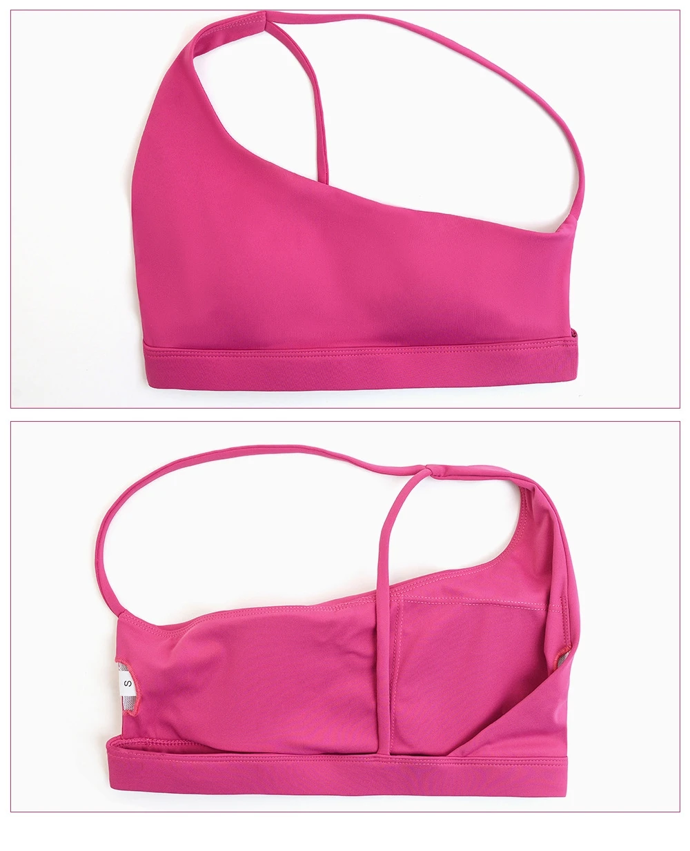 Women Custom One Shoulder Push Up Buttery Soft Lightweight Gym Fitness Beauty Back Top Single Shoulder Thin Straps Sports Bra