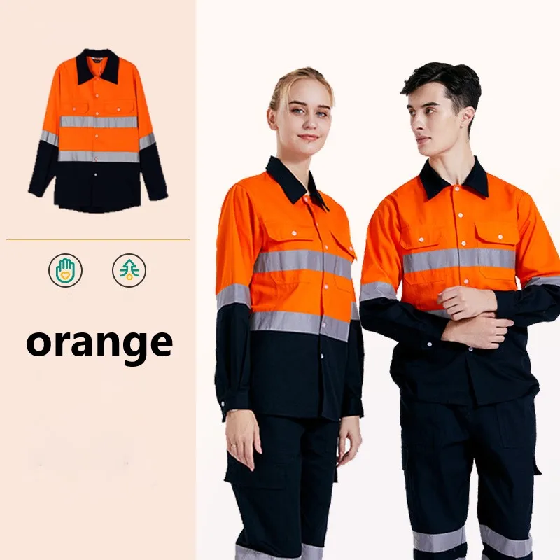 High Visibility Safety Shirts Reflective Mens Long Sleeve Breathable Unisex Safety Workwear