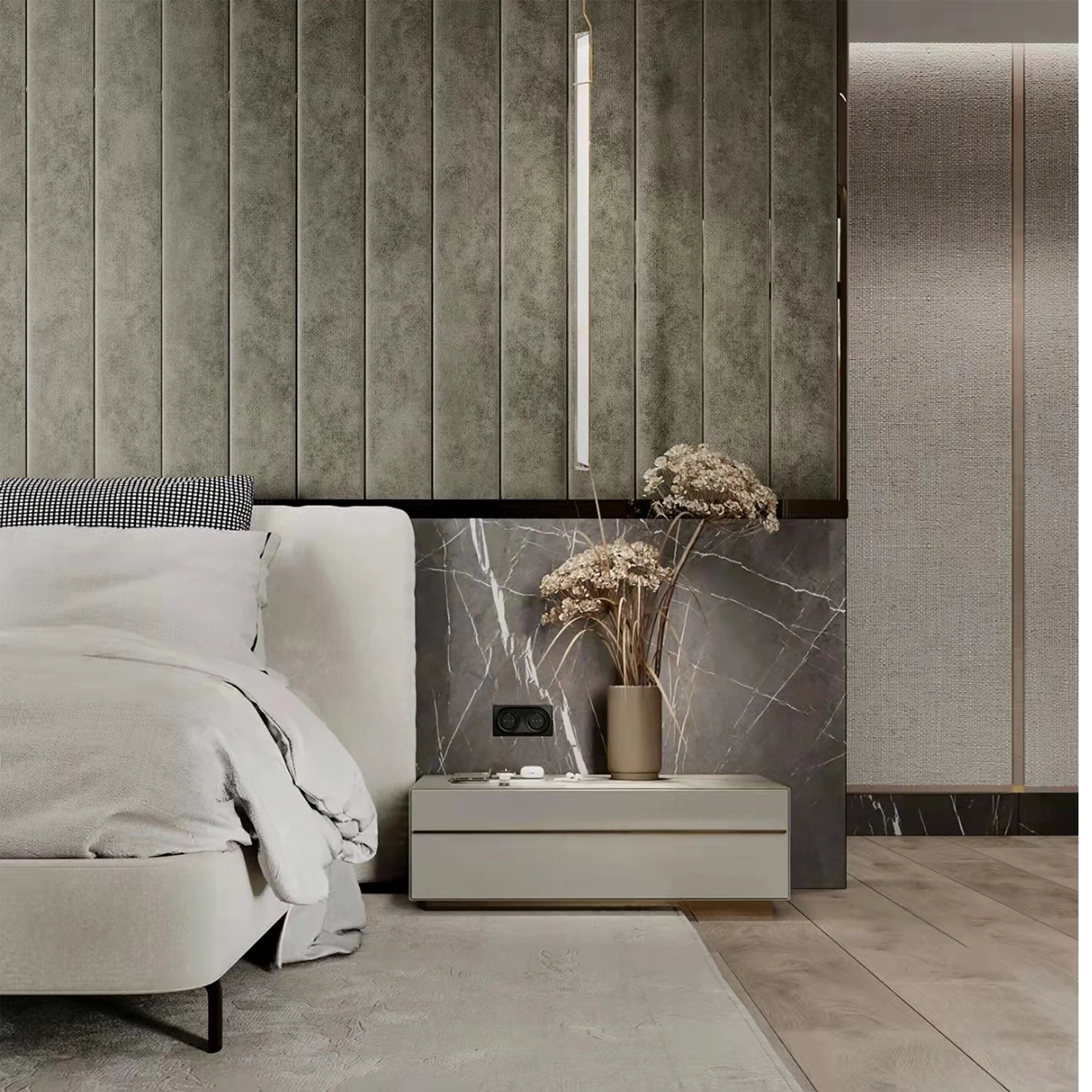 Modern bedroom headboard soft bag anti-collision background wallpaper