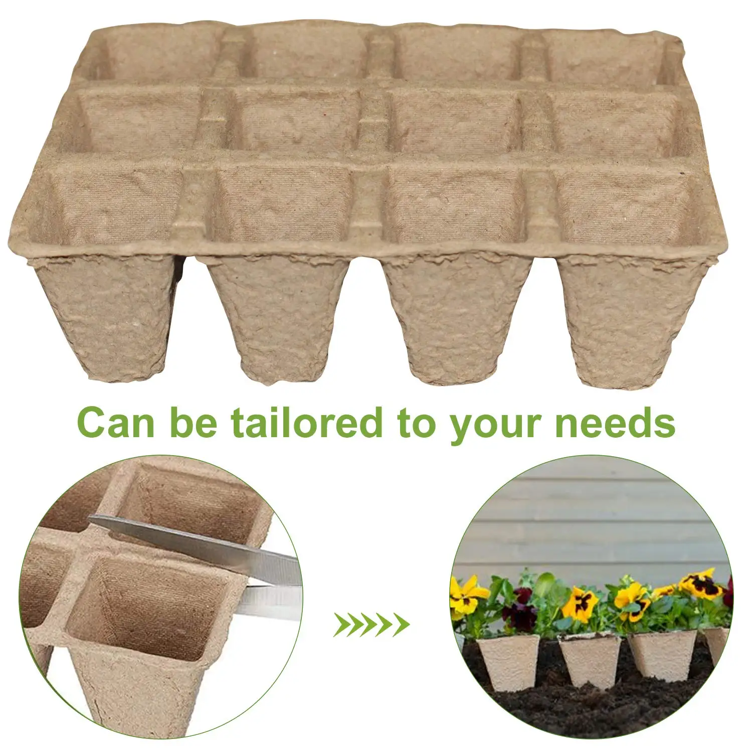  12 Pack Seed Peat Pots Vegetable Flower Biodegradable Seedling Trays Starter