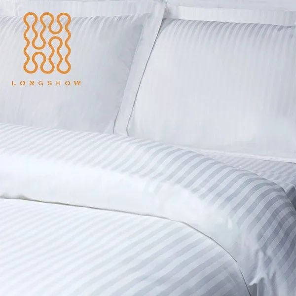 China manufacturers Luxury 300T white 3CM satin stripe Solid Color Duvet Cover Without Filler